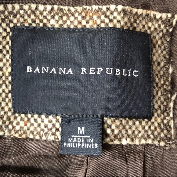 NEW - BANANA REPUBLIC - brown & tan tweed wool blend button front coat - size M - Picture 3 of 7